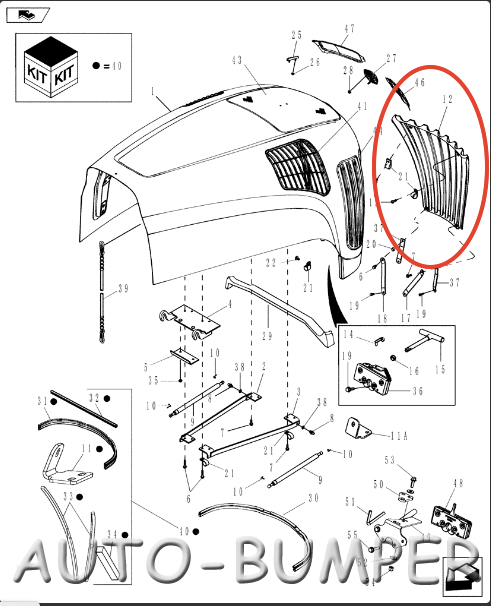 Case New Holland T8010 Решётка на капот 443120A3