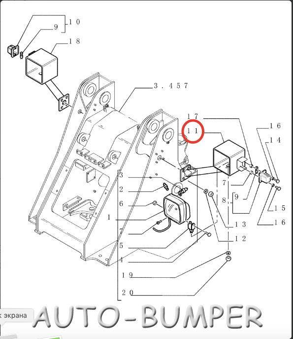 Case LW170 Кронштейн фонаря на раме левый 76045131