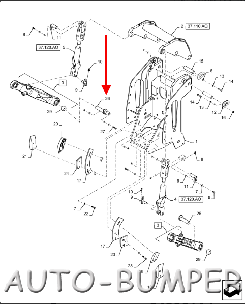 Case QUADTRAC 370 (3/14-) Палец сцепки 348061A1 348061A1