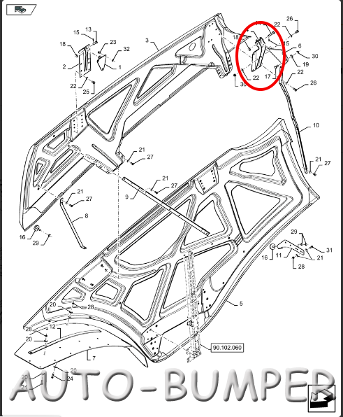New Holland CR10.90 A4 (3/15-) Шарнир щитка 84344122