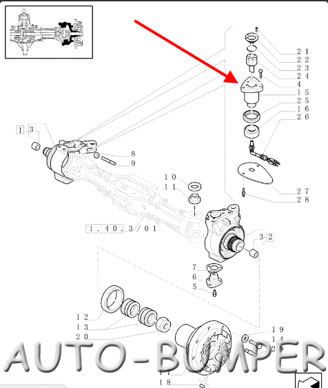 Case MXM120 (6/02-12/08) Шаровая шпилька 87309308