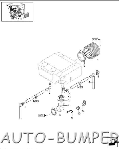 New Holland FX30 Шланг впускной 84400210